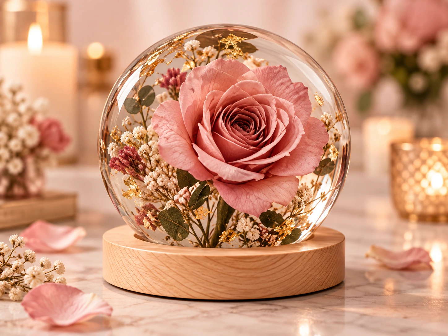 Flower preservation resin artwork by Pravi Creation
