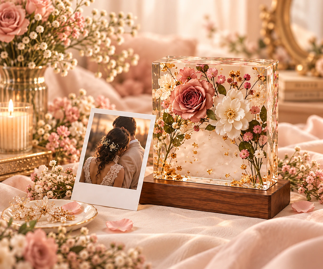 Romantic resin wedding flower and memory preservation keepsake by Pravi Creation